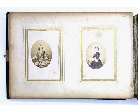Mid-Victorian carte-de-visite album of eminent people, containing 62 albumen prints, c.1860, all being portraits of distingui