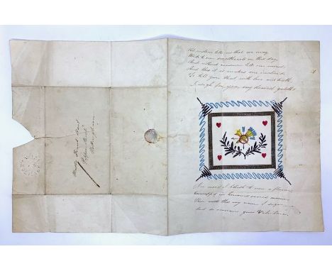 Valentine, c.1830, addressed to Master Frank Hart of Pepper Street, Nottingham. Manuscript romantic verse with central ink &a