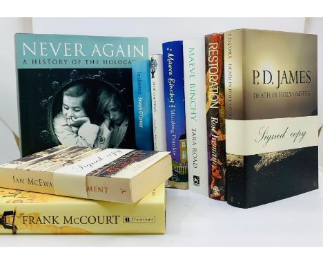 Collection of signed books, comprising: Restoration, by Rose Tremain, London: Hamish Hamilton, 1989, hardback, clipped dust-j