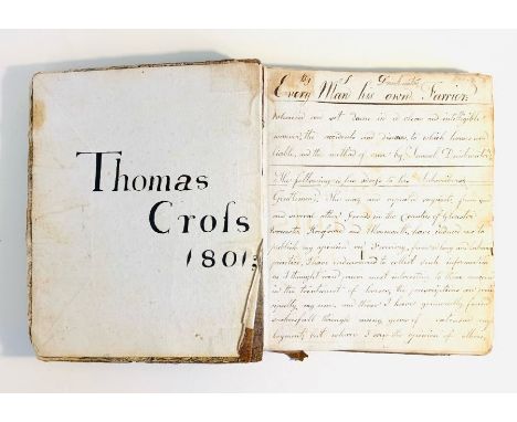 Manuscript equine veterinary book, being a copy of Samuel Drinkwater's Every Man His Own Farrier, copied out and kept by a Th
