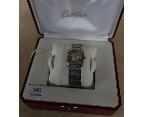 Boxed Cartier Tank Francaise wristwatch with box, manual, paperwork etc