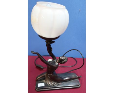 Art Deco style table lamp in the form of a semi naked lady (height 44cm) 