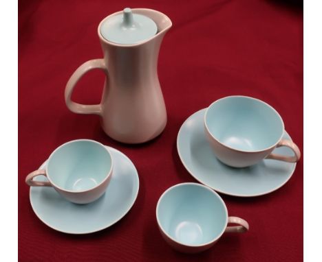 Poole pottery six piece coffee service and four matching tea cups &amp; saucers 