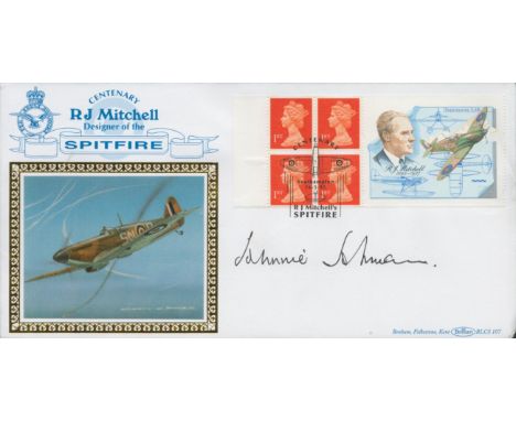 Air Vice Marshal James Edgar Johnson signed R J Mitchells Spitfire FDC. 16/5/95 Southampton postmark. Good condition. All aut