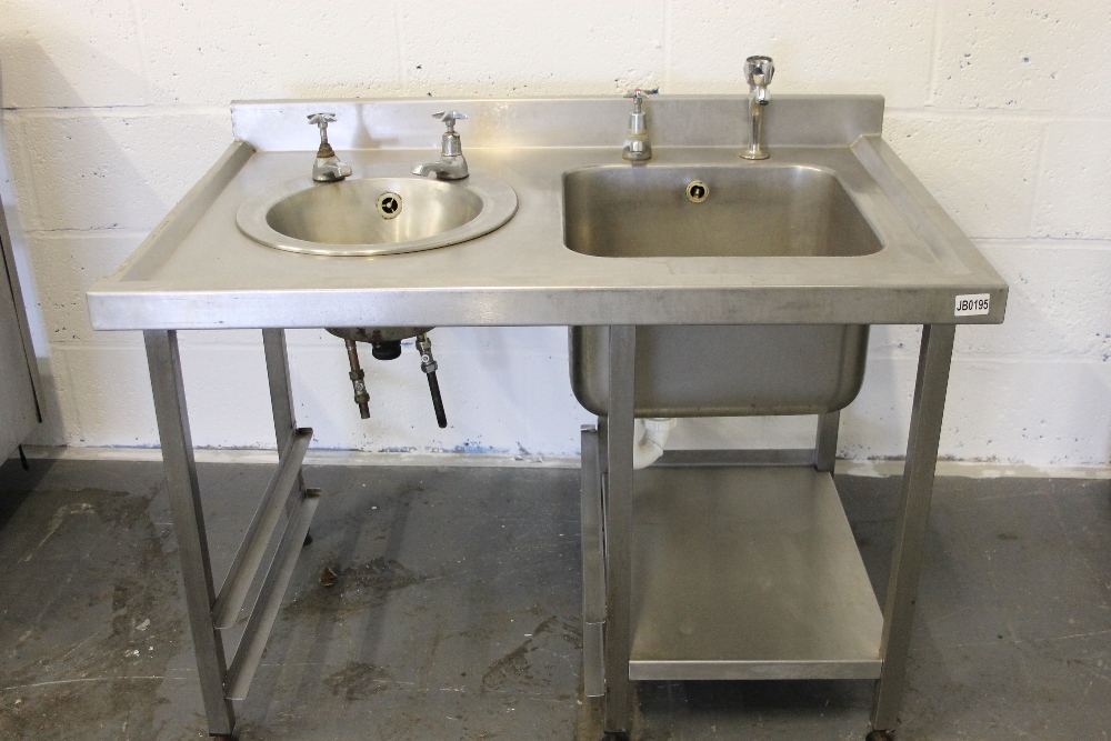 Small Stainless Steel Catering Sink + Hand Wash Sink W104cm x H76cm x D66cm