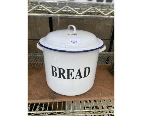 A WHITE ENAMEL BREAD BIN
