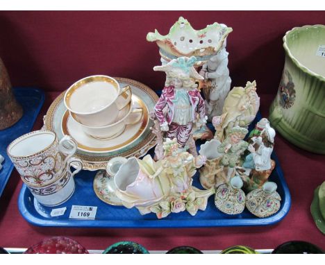 XIX Century Prattware Plate, XIX Century Rockingham cup-saucer (with Fred Griffin mark on base), XIX Century continental figu