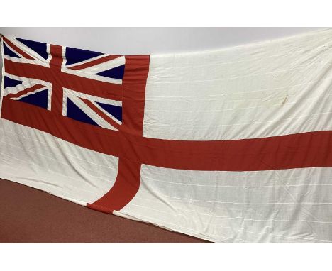 Large Royal Navy White Ensign Flag with Various Stamped Marks including Broad Military Arrow, some minor stains - commensurat