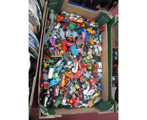 A large collection of loose Diecast model cars to include Corgi, Matchbox, Superfast etc comprising of cars, trucks, trailers