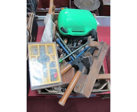 Tools; saws, screwdrivers, shears, etc and a petrol can:- One Box.
