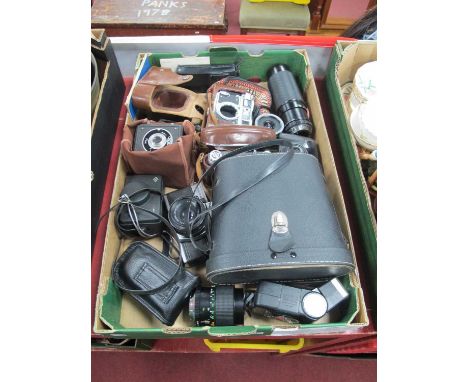 Praktica MTL 5B Camera, Kodak Retinette camera, Centon camera lens,; Jaguar 10 x 50 binoculars, flashlights etc:- One Box