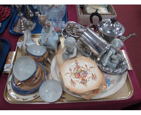 Lladro figurine Chit-Chat 5446, Nao ballerina C. Devon sandwich set, Poole 'Springtime' plate, other ceramics, plated tea ser