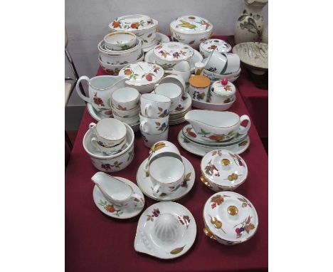 Worcester Evesham Oven to Table Pottery, of approximately fifty-two pieces, including tureens. Lemon squeezer, bowls, cups, a