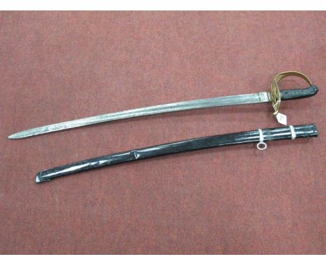 Reichmann Cavalry Sword, XIX Century probably Austrian with scabbard, 101cm long.The scabbard repainted – one side has a 3cm 