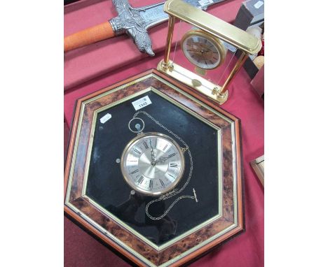 Ken Broadbent 'Collague' Hexagonal Shaped Wall Clock, together with a Churchill gilded brass mantel clock.