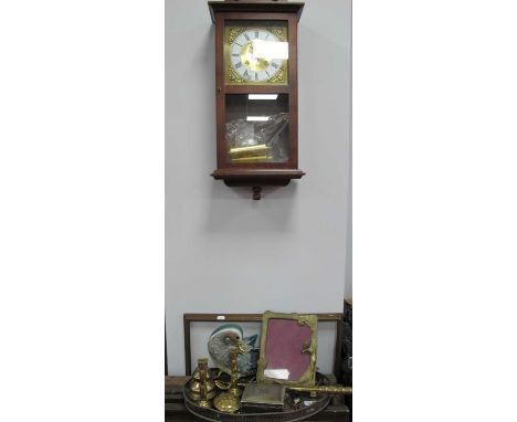 Arte Romeria Model of a Duck, 19cm high, brass photograph frame, poker, plated cigarette box, cutlery, tray, etc, radio-contr