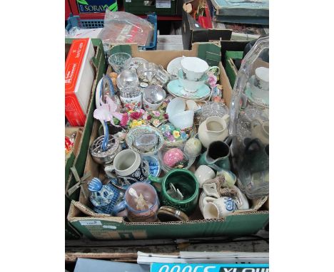 China Posies, Quimper and other ornaments, plated ware, glass etc,:One Box