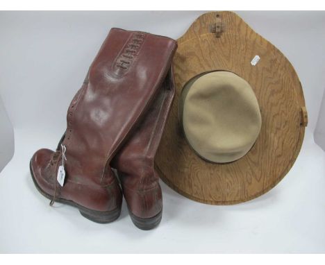 Vintage Mounties Style Hat, in a pine hat press, (John B Stetson Co Canada Limited, Brockville), 2¼ extra long oval, together
