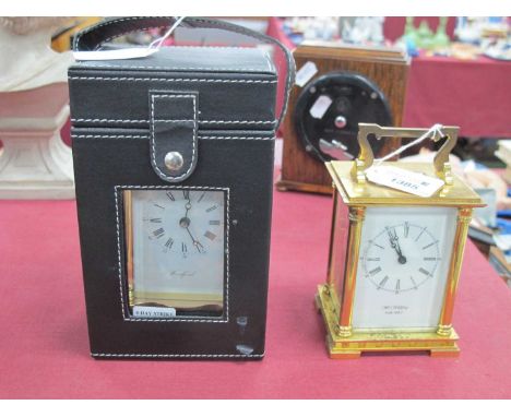 Woodford brass carriage clock in windowed case together with another similar (2)