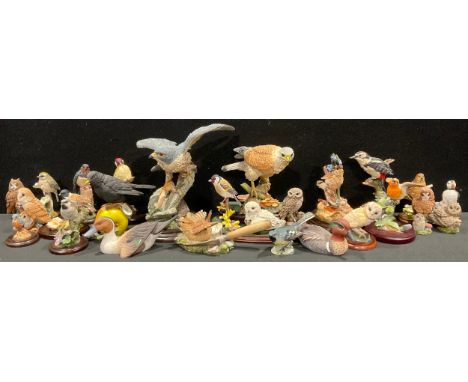 A Country Artists resin model, Kestrel, number 03981, 14cm; other similar bird models, Peregrine Falcon CA883; Wren On Small 