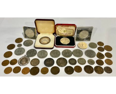 Numismatics – UK coins and medallions: 1974 Second General election silver proof medallion dated 10th October 1974, 45mm, ton
