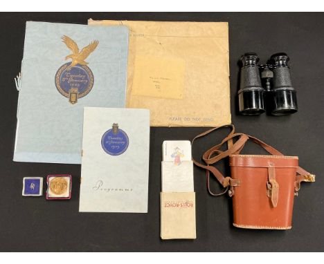 Rolls Royce - memorabilia, a service pin, boxed; a set of playing cards; a Queen Elizabeth II 1953 coronation token, boxed; a