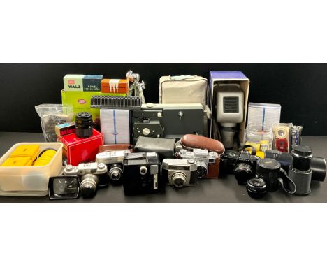 Cameras - Russian Kiev-4 35mm camera ; Voightlander Vitoret F, Pentax P30, Argus  etc, assorted Ozeck, Sigma and other lens 8