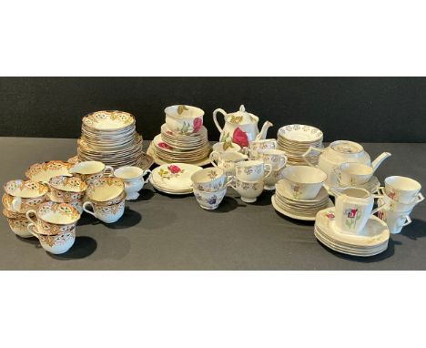 An Edwardian Blackhurst &amp; Hulme Belgrave China part tea service; a Royal Standard English Rose part tea service; a Czecho