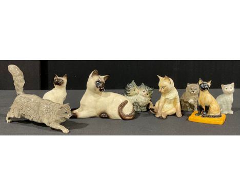 A Beswick pottery figure, Siamese Cat number 1887, others, 1316 Persian Kittens etc; other Cats Royal Doulton, Royal Worceste