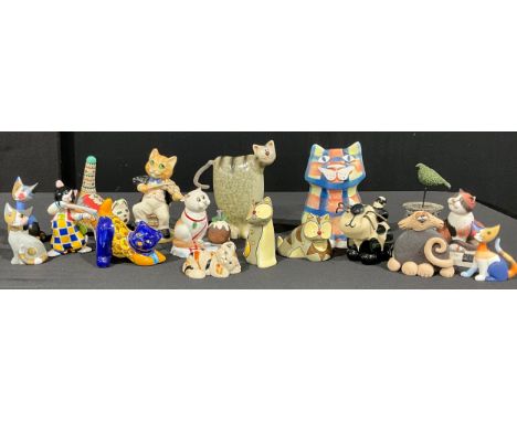 A set of three Goebel pottery stylized cats, designed by Rosina Wachtmeister, others Border Fine Arts Comic &amp; Curious cat