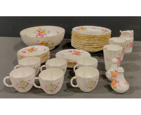 A Royal Crown Derby Posies pattern part tea service, comprising side plates, cream jug, cups and saucers; other Posies, inclu