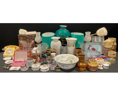 Ceramics &amp; Glass - a pair of Poole pottery ceramic lamps; an Orrefors type moulded glass vase; others including Paragon t