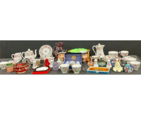 Ceramics and Glass - a Crown Staffordshire tea service for six, comprising teapot, water jug, cream jug, sugar basin, cups an
