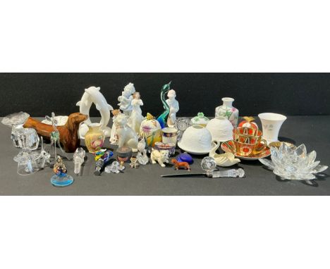 A Royal Doulton figure, Forget-Me-Not, HN3388; another, Sit, HN3123; a Coalport figure, Saturday's Child; a Coalport model, P