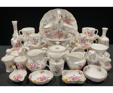 Royal Crown Derby - Posie Pattern Tea Service, baskets, trinket trays, bell, etc (qty)