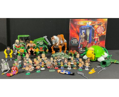 Toys - a collection of Corinthian Microstars football figurines, some cased; a Doctor Who Airfix model, tardis, boxed; other 