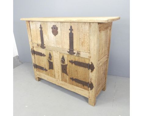 A modern hardwood sideboard / drinks cabinet, with fall front and cupboards under. 133x106x45cm. 