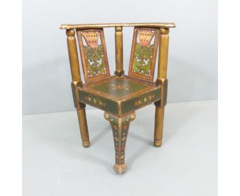 A Russian folk art painted corner chair, early 20th century.