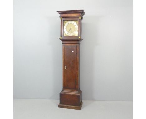 WILLIAM KEMP, LEWIS - A late 19th century oak cased 30 hour longcase clock, with 11" square brass dial, with weight and pendu