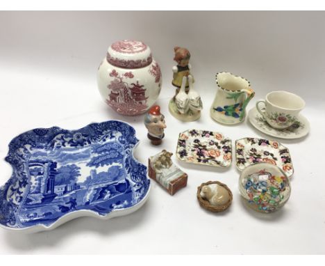 A quantity of collective items - including a fairing cup and saucer, a Copeland spade dish, a vintage character pourer, a gla