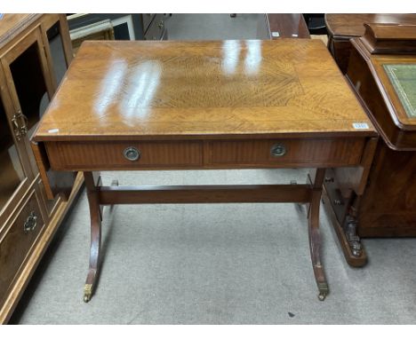 A satinwood sofa table with shaped end flaps (some dame to legs) - NO RESERVE