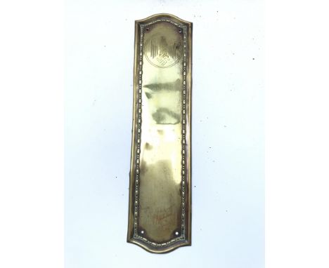 A WW2 German 3rd Reich Brass Door Finger Plate.