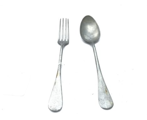 A German 3RD Reich Fork and Spoon From a R.A.D Factory Canteen.