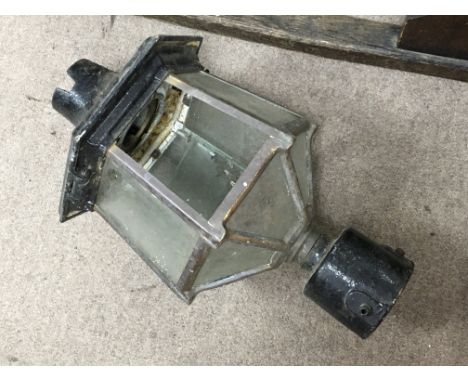A cast iron street lamp with glass panes - NO RESERVE