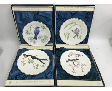 Four limited edition Royal Worcester dessert plates in boxes- The Birds of Dorothy Doughty