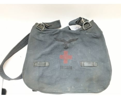 A WW2 German Luftwaffe Medics Bread Bag. Stamped 1944.