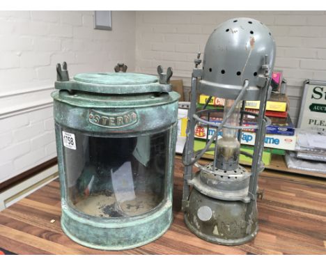 A Ships lamp SeaHorse G &amp;B together with an Oil lamp