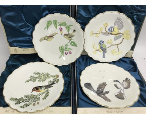 Four Limited Edition Royal Worcester dessert plates- The Birds of Dorothy Doughty - boxed