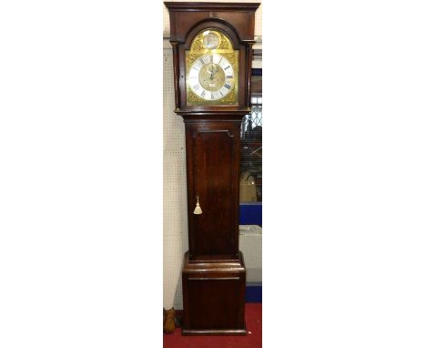 R. Evens of Halstead - an early 19th century oak longcase clock, having a 12" arched brass dial, signed to the chapter ring, 