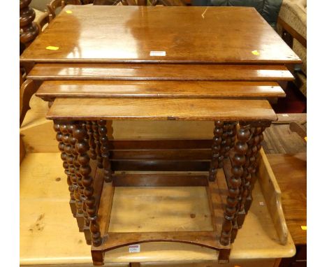 A Victorian mahogany quartetto nest of occasional tables, on bobbin turned supports, the largest w.57cm 